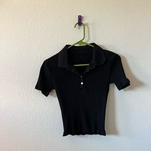 Black Zara Collared Crop Top
